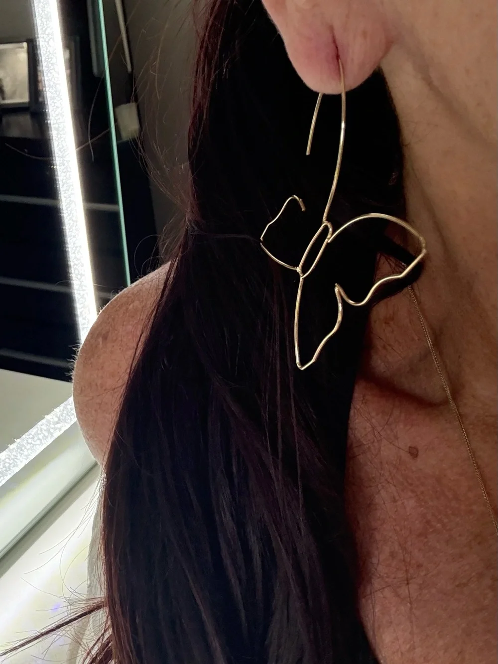 Gold Butterfly Wire Earrings